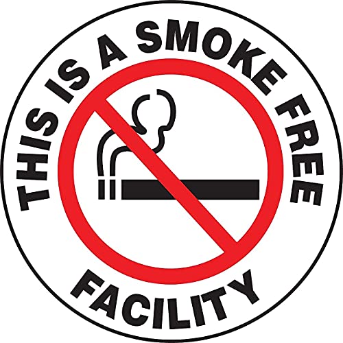 Accuform Signs MFS861 Slip-Gard Adhesive Vinyl Round Floor Sign, Legend "This is A Smoke Free Facility", 8" Diameter, Red/Black on White - Image 1