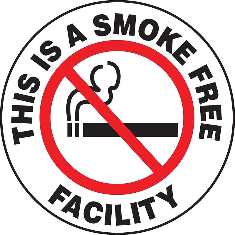 Accuform Signs MFS861 Slip-Gard Adhesive Vinyl Round Floor Sign, Legend "This is A Smoke Free Facility", 8" Diameter, Red/Black on White - Image 3
