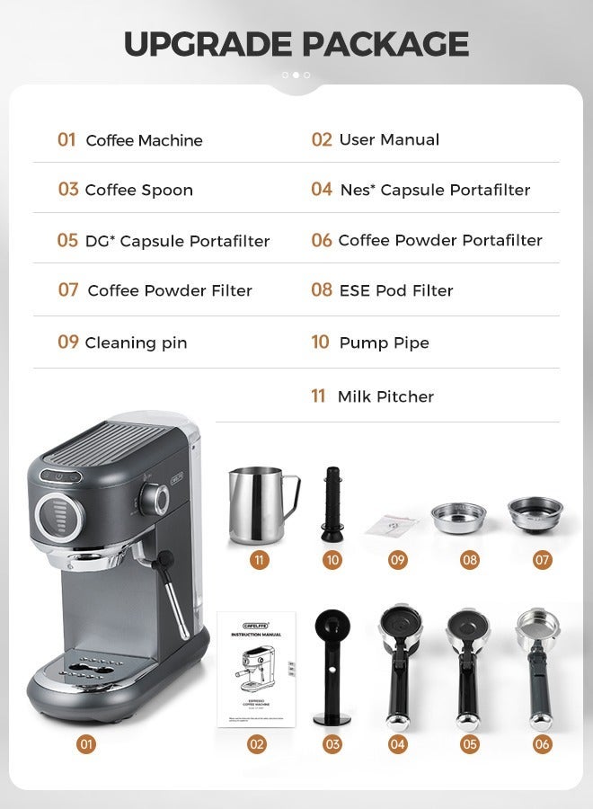 Cafelffe 4 In 1 Espresso Machine Hot Cold Coffee Machine For NS DG ESE Pods And Ground Coffee For Household Hotel And Office 1.1L - Image 2