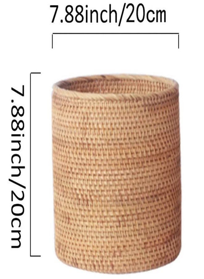 Koolouispoper Handmade Rattan Trash Can, Cylinder Storage, Desktop Trash Can, Rattan Trash Can Storage Basket (20CM) - Image 3