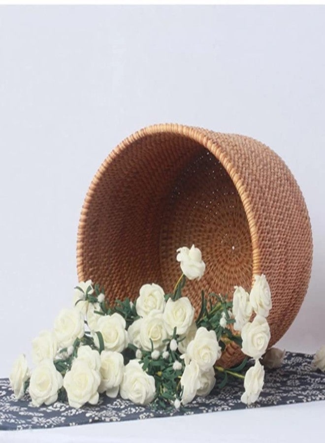 Koolouispoper Handmade Rattan Trash Can, Cylinder Storage, Desktop Trash Can, Rattan Trash Can Storage Basket (20CM) - Image 2