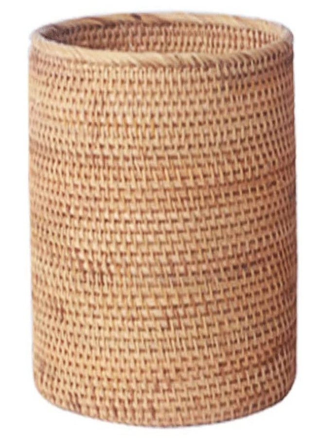 Koolouispoper Handmade Rattan Trash Can, Cylinder Storage, Desktop Trash Can, Rattan Trash Can Storage Basket (20CM) - Image 5