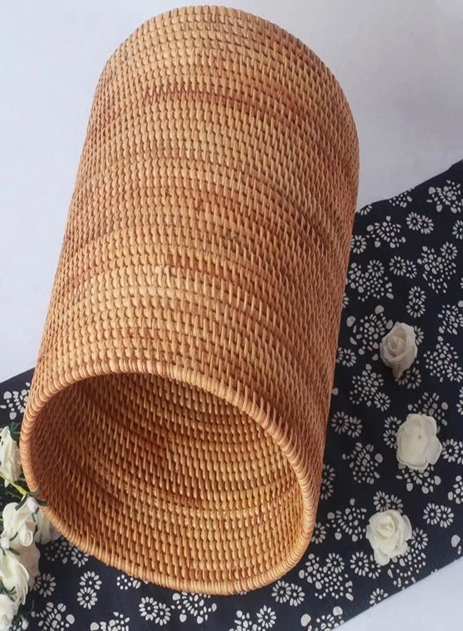 Koolouispoper Handmade Rattan Trash Can, Cylinder Storage, Desktop Trash Can, Rattan Trash Can Storage Basket (20CM) - Image 4