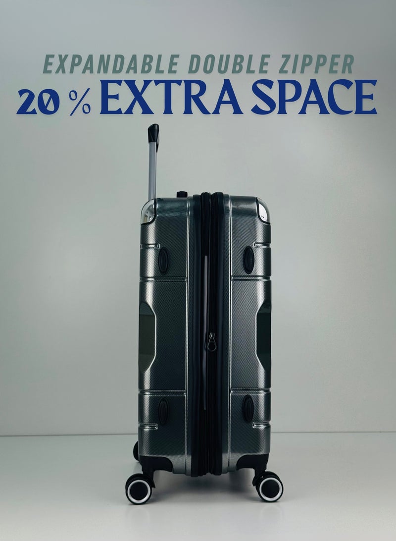 SAW & SEE Premium PC Unbreakable Hard Shell Luggage Set with Strong Double Handle – 3-Piece Suitcase Set, Lightweight with Expandable upto 20 Percent Extra storage Trolley Bags with 4 double Spinner Wheels, TSA Approved Lock and Durable Travel Suitcases – 20" / 24" / 28" – Dark Grey - Image 4