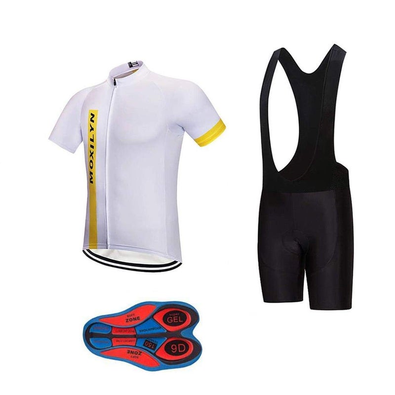 MOXILYN Mens QuickDry Cycling Jersey Set Road Bike Bicycle Shirt Bib Shorts with 9D Gel Padded MTB Riding Clothing kit