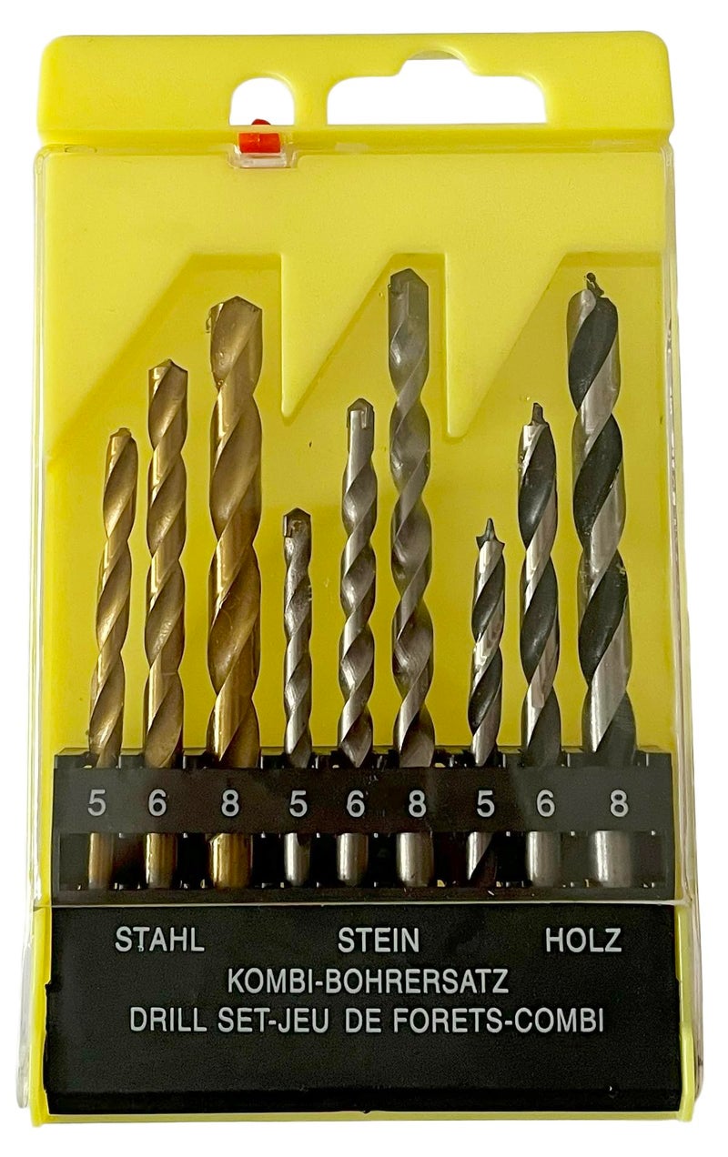 Inditrust 9pc Drill Bits Set I 3 Wall, 3 Wood, 3 Metal Bits, For Wall Wood Metal Aluminium Plastic. - Image 1