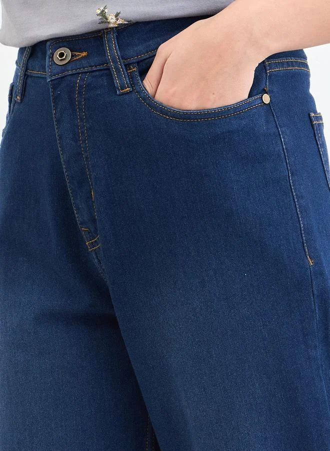 Styli Women Dark Blue High Rise Relaxed Fit Jeans