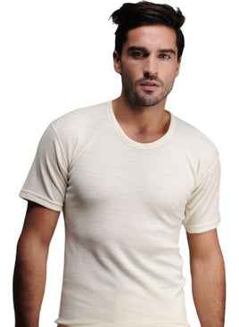 Hasyün Merino Wool Men's Short Sleeve Top Thermal Underwear 