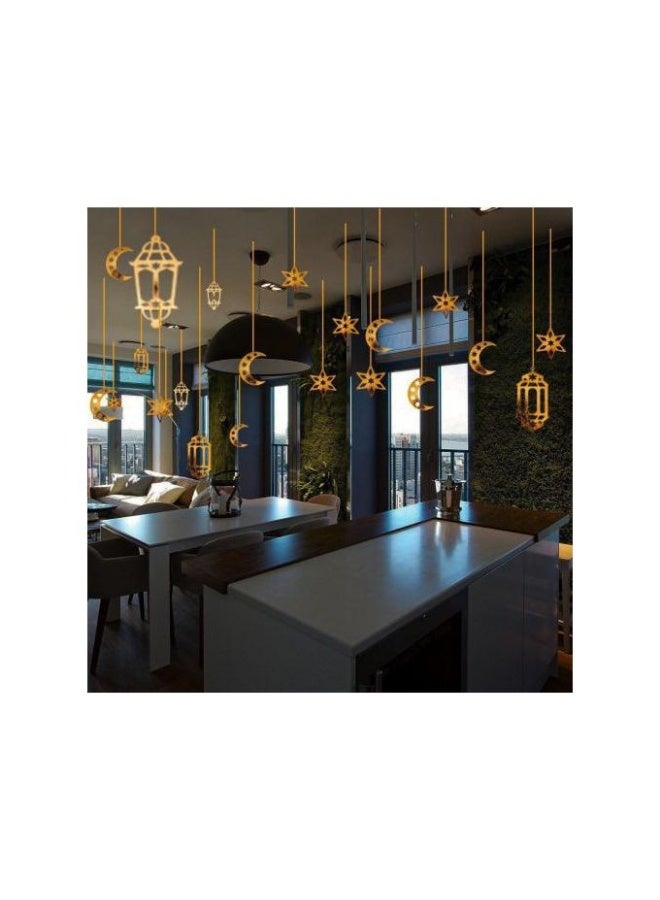 زينه على الحائط او على الباب على شكل نجوم واهله وفوانيس لزينه رمضان - Image 2