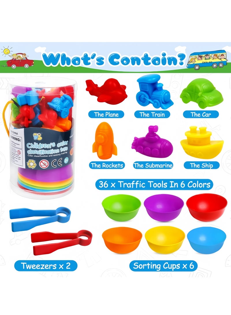general Counting Matching Game, Sorting Toys with Sorting Bowl and Clip, Color Classification and Sensory Training Preschool Educational Learning Toys Set Gift for Toddlers Kids Boys Girls Ages 3+ (36Pcs Tr - Image 3
