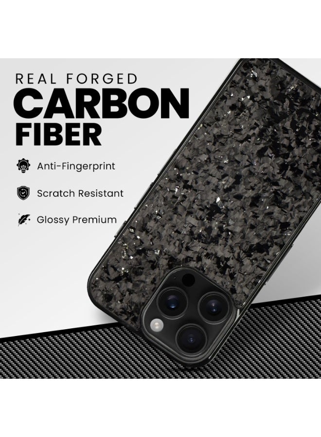 BasGet Silver Flakes Real Carbon Fiber Phone Case For iPhone 16 Pro, MagSafe Compatible - Image 2