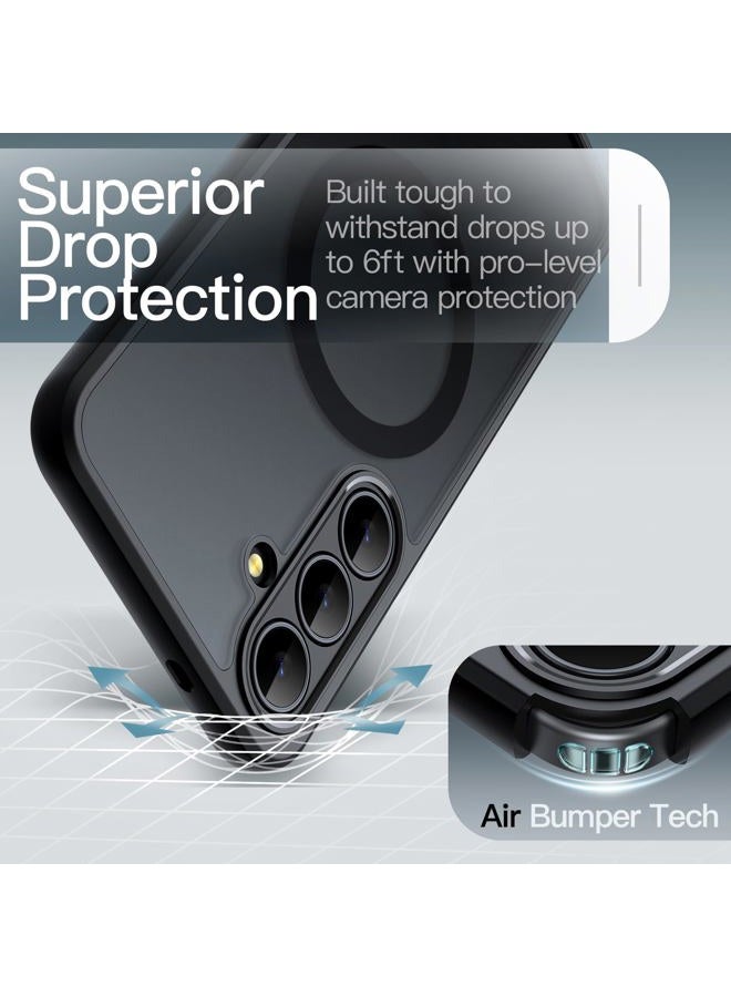 Jetech Magnetic Case for Samsung Galaxy S25 FE, Compatible with MagSafe, Translucent Matte Back Shockproof Phone Cover (Black) - Image 4