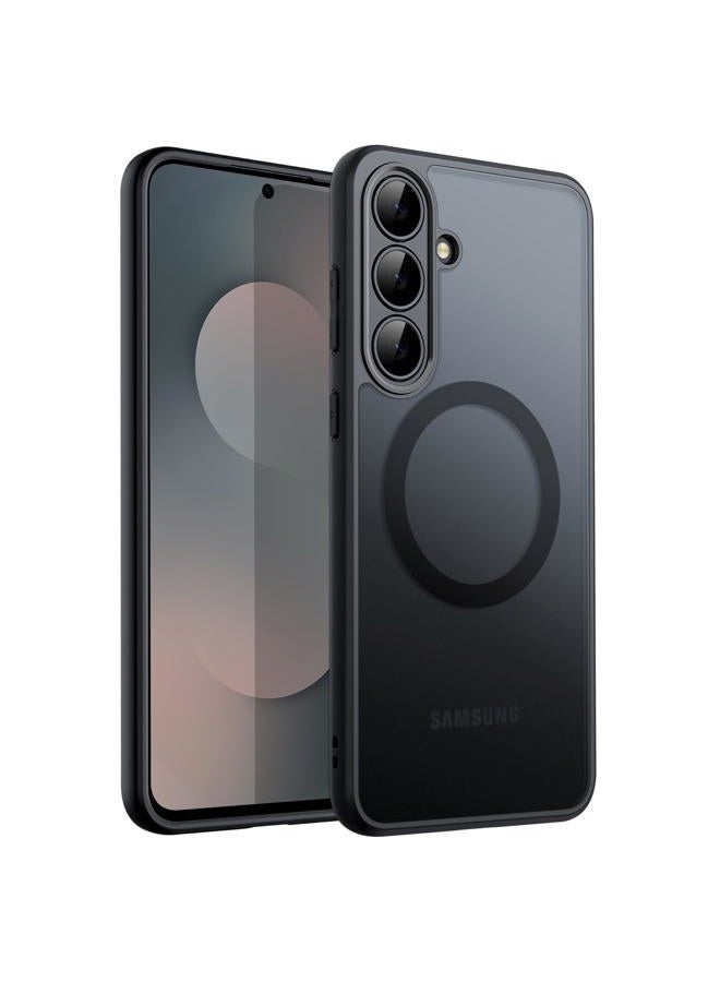 Jetech Magnetic Case for Samsung Galaxy S25 FE, Compatible with MagSafe, Translucent Matte Back Shockproof Phone Cover (Black) - Image 1