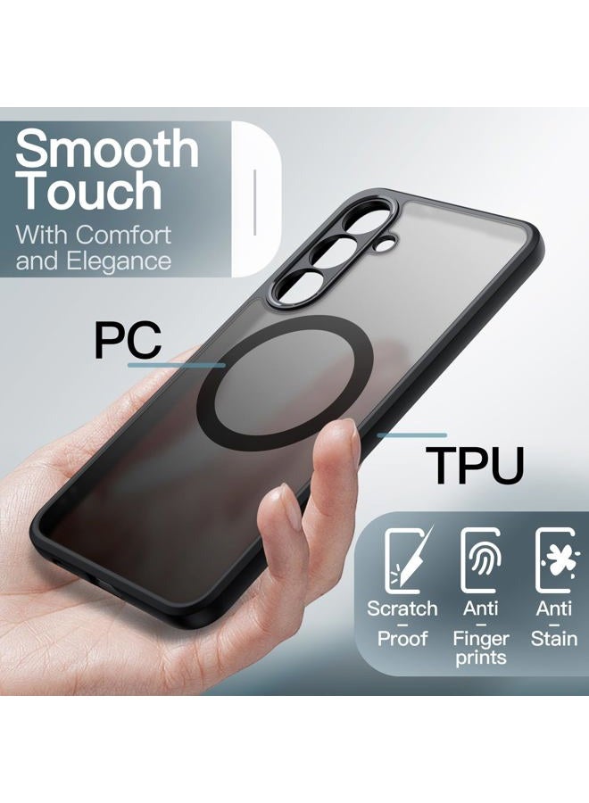 Jetech Magnetic Case for Samsung Galaxy S25 FE, Compatible with MagSafe, Translucent Matte Back Shockproof Phone Cover (Black) - Image 5
