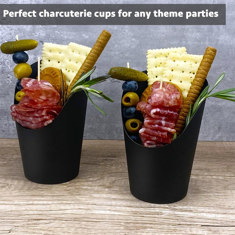 CAMKYDE 100 Pcs French Fries Holder, 12oz Disposable Paper French Fry Cups Black Charcuterie Cups for all Occasions (12oz, Black) - Image 5