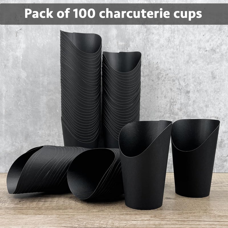 CAMKYDE 100 Pcs French Fries Holder, 12oz Disposable Paper French Fry Cups Black Charcuterie Cups for all Occasions (12oz, Black) - Image 4