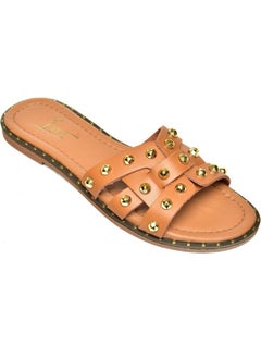 Fox Shoes U291100003 Tan Genuine Leather Women's Slippers  - Image 5