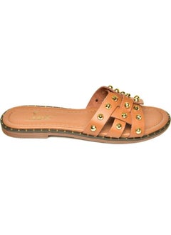 Fox Shoes U291100003 Tan Genuine Leather Women's Slippers  - Image 4