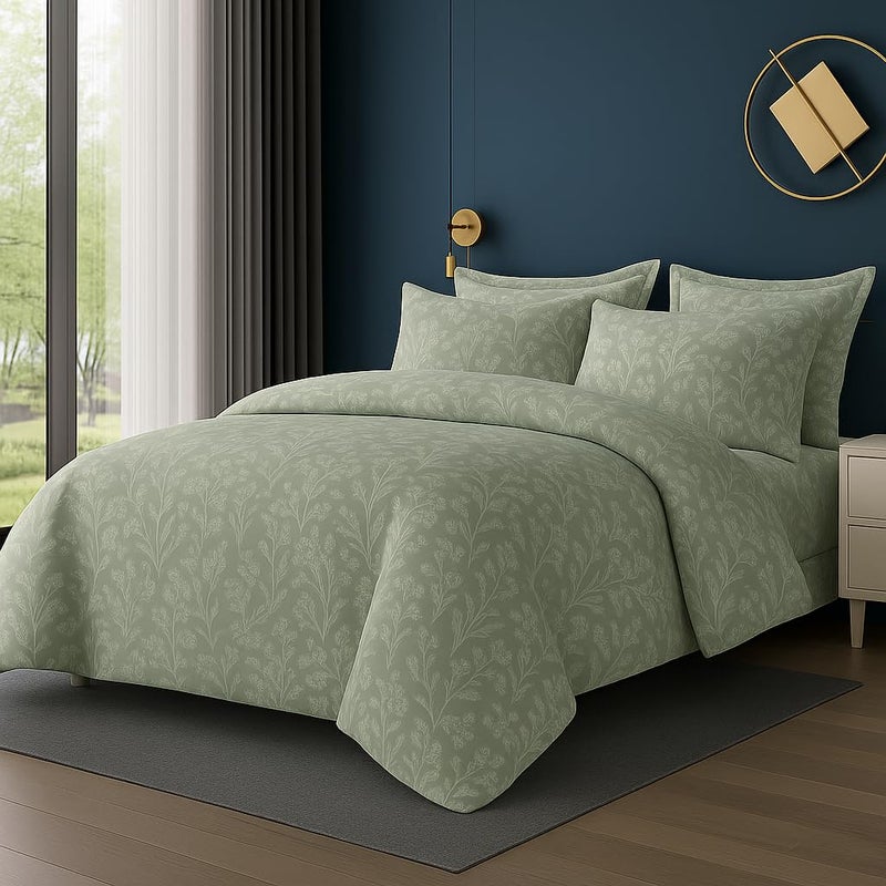 Amali  6 Pieces Bedsheet Set King Size (200 x 200+35cm) Polycotton Including 1 Duvet Cover 1 Fitted Sheet 2 Oxford & 2 Standard Pillowcases Durable & Long Lasting Quality - Image 1