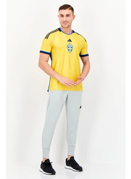 Adidas Men Sportswear Fit Short Sleeve Football Jersey, Yellow  - Image 3