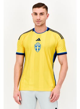 Adidas Men Sportswear Fit Short Sleeve Football Jersey, Yellow  - Image 1