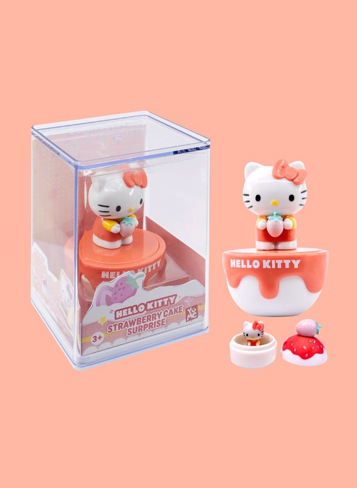 MODI Sanrio Hello Kitty Collectible Figurine – Adorable Pink Cupcake-Themed Toy, Small Desk Decor, Anime Character Mini Figure, Kawaii Gift for Hello Kitty Fans, Strawberry Cake Surprise, 9cm  - Image 1