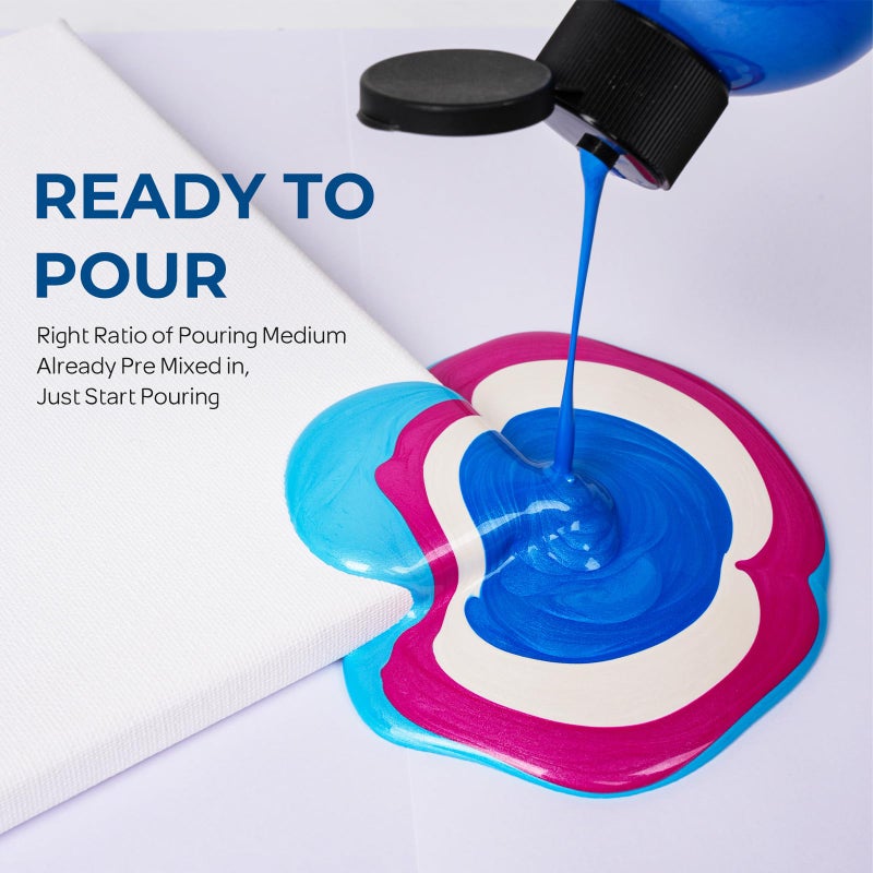 Nicpro 18 Colors 8.45oz Metallic Acrylic Pour Paint Supplies Kit, Large Volume Ready to Pour Premixed High Flow Pouring Paint Set with Silicone Pouring Oil, Gloves, Instructions for Beginner DIY - Image 2