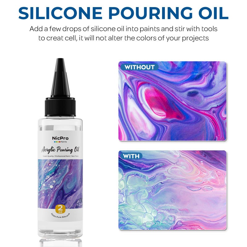 Nicpro 18 Colors 8.45oz Metallic Acrylic Pour Paint Supplies Kit, Large Volume Ready to Pour Premixed High Flow Pouring Paint Set with Silicone Pouring Oil, Gloves, Instructions for Beginner DIY - Image 5