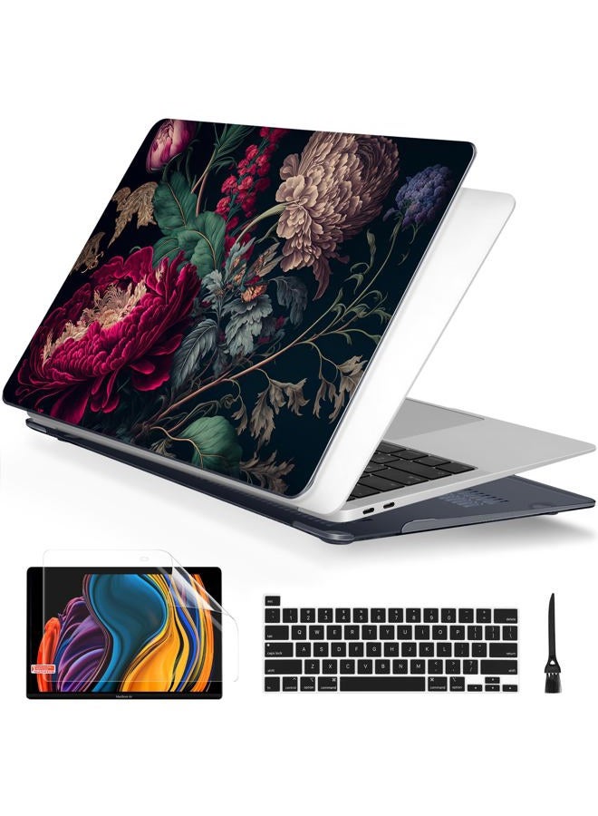 Batianda Case for New MacBook Pro 13 Inch 2022 M2 Chip and Model A2338 M1 A2251 A2289 2021 2020 Release,Stylish Designed Hard Shell with Keyboard Cover & Screen Protector, Vintage Flower - Image 1