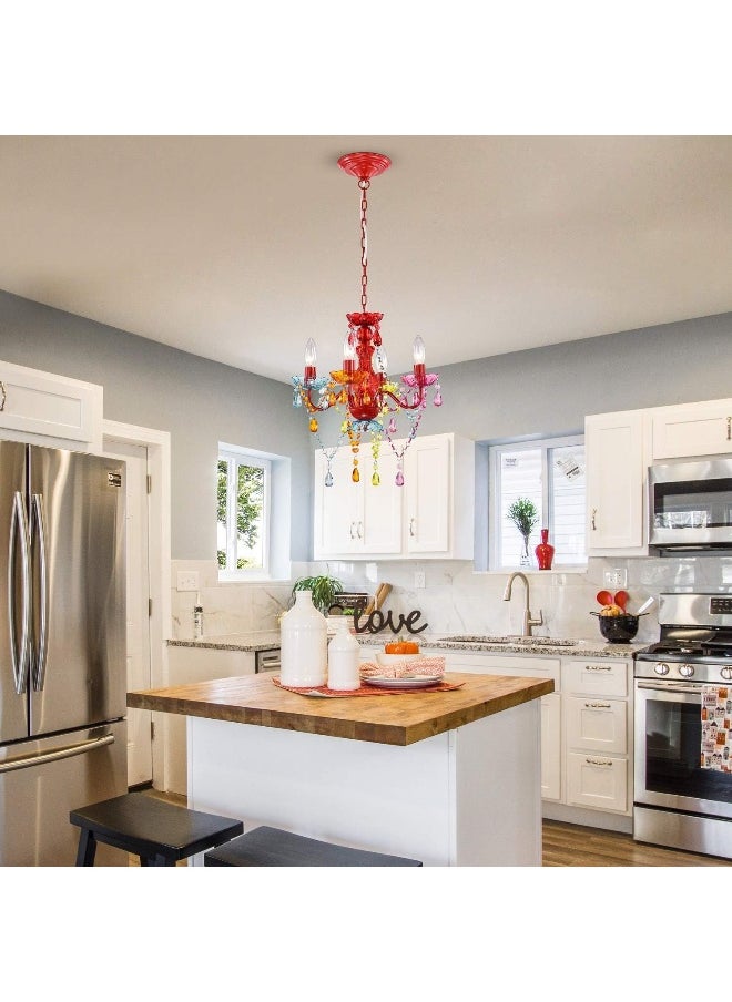 lalula LaLuLa Mini Chandelier Crystal Chandelier Lighting Colorful Chandeliers Small 4 Light Chandelier with Multicolor Acrylic Crystals Pendant Light Fixtures  - Image 5