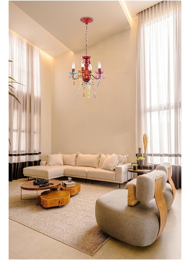 lalula LaLuLa Mini Chandelier Crystal Chandelier Lighting Colorful Chandeliers Small 4 Light Chandelier with Multicolor Acrylic Crystals Pendant Light Fixtures  - Image 3