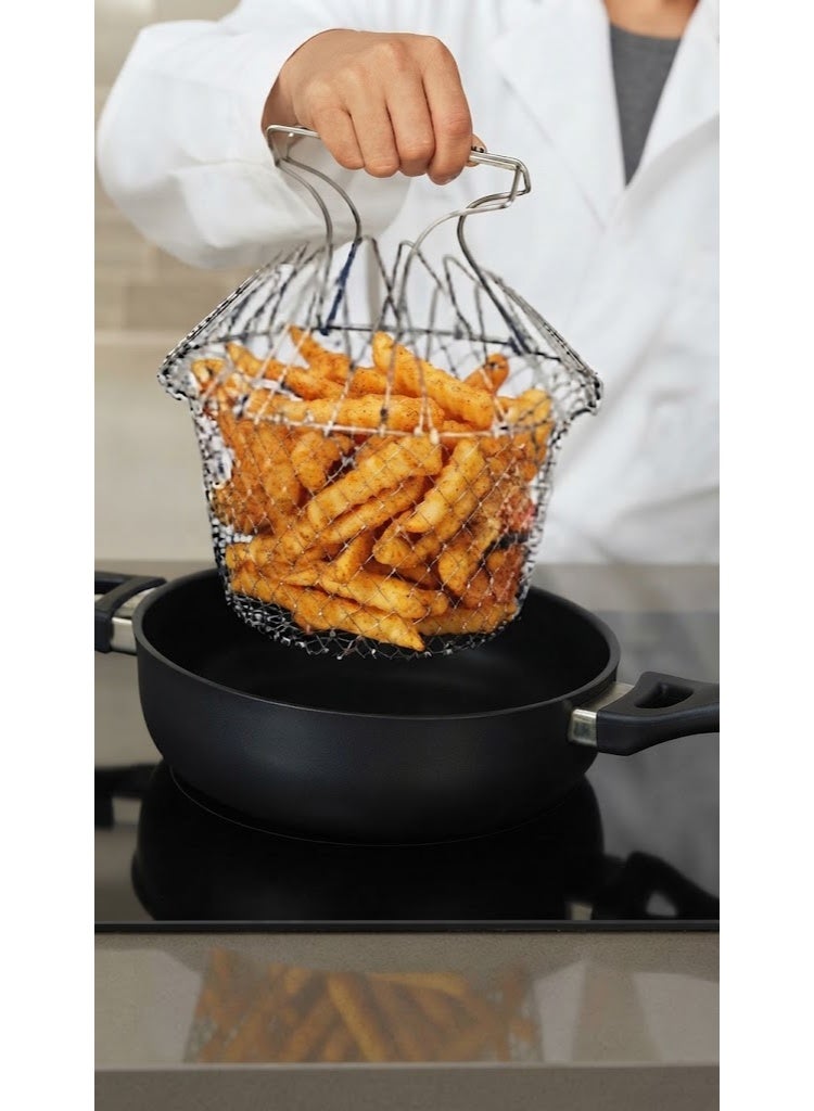 12-in-1 Smart Fry Basket (Chef Basket) - Foldable Stainless Steel Mesh Basket for Frying, Boiling, and Draining - Image 2