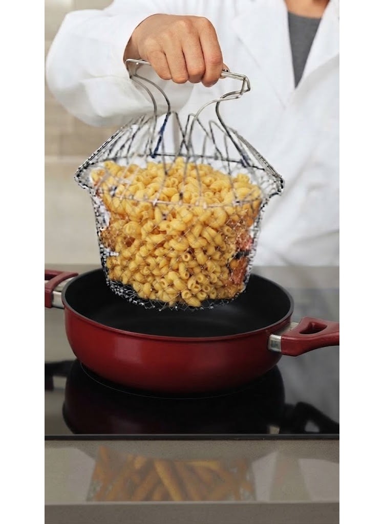12-in-1 Smart Fry Basket (Chef Basket) - Foldable Stainless Steel Mesh Basket for Frying, Boiling, and Draining - Image 4