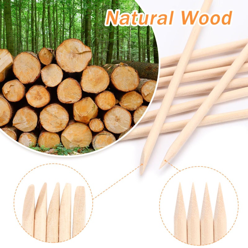 JANYUN Hair Removal 200 Pcs Eyebrow Wax Sticks, Wooden Waxing Spatulas for Small Detailed Areas, Orange Wood Nail Sticks - Image 3