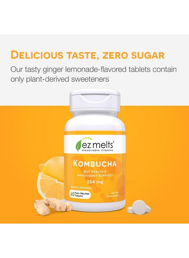 EZ Melts Dissolvable Sugar-Free Kombucha Tablets with SCOBY & Apple Cider Vinegar, Gut Health Supplements for Men & Women, Ginger Lemonade Flavor, 2-Month Supply - Image 4