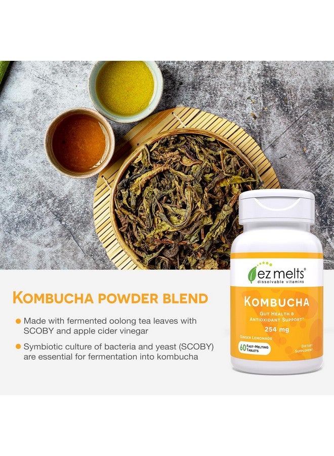 EZ Melts Dissolvable Sugar-Free Kombucha Tablets with SCOBY & Apple Cider Vinegar, Gut Health Supplements for Men & Women, Ginger Lemonade Flavor, 2-Month Supply - Image 3