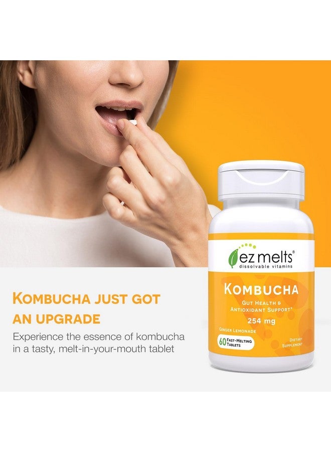 EZ Melts Dissolvable Sugar-Free Kombucha Tablets with SCOBY & Apple Cider Vinegar, Gut Health Supplements for Men & Women, Ginger Lemonade Flavor, 2-Month Supply - Image 5