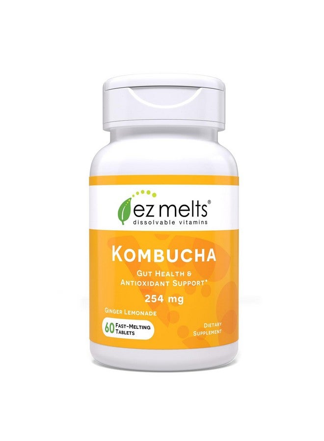 EZ Melts Dissolvable Sugar-Free Kombucha Tablets with SCOBY & Apple Cider Vinegar, Gut Health Supplements for Men & Women, Ginger Lemonade Flavor, 2-Month Supply - Image 1