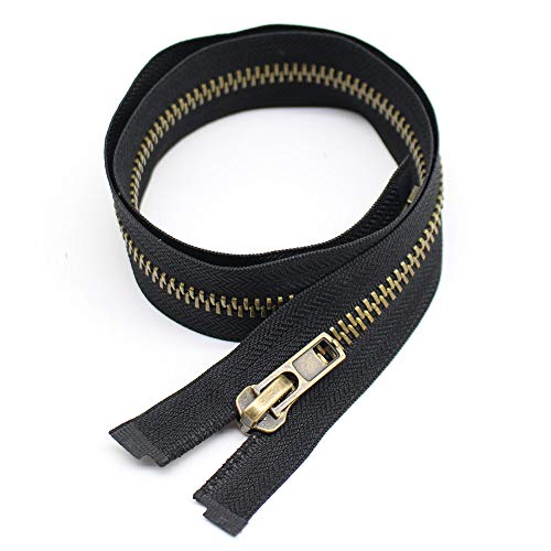 YaHoGa #8 24 Inch Antique Brass Separating Jacket Zipper Metal Zipper Heavy Duty Metal Zippers for Jackets Sewing Coats Crafts (24" Anti-Brass) - Image 3