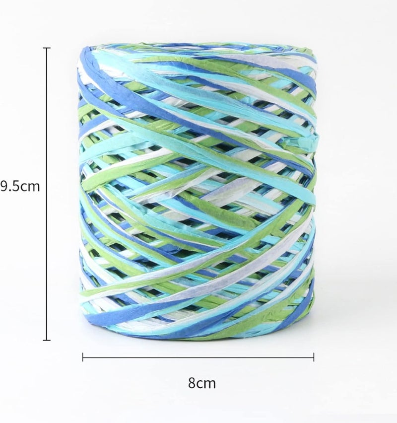 Hand Knitted Raffia Straw Paper Yarn 200 Meters Crocheting Rope for Summer Hats Bags and Baking Packaging(21 Red Navy) - Image 2