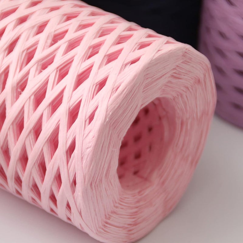 Hand Knitted Raffia Straw Paper Yarn 200 Meters Crocheting Rope for Summer Hats Bags and Baking Packaging(21 Red Navy) - Image 5