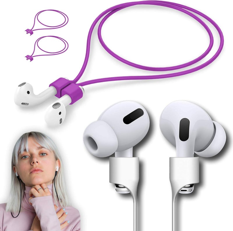 cobcobb Ultra Strong Magnetic Airpod Pro Strap Anti-Lost Cord Sports Lanyard Compatible with Airpods 3rd 2nd Generation Pro 3 2 1 (3 Purple) - Image 1
