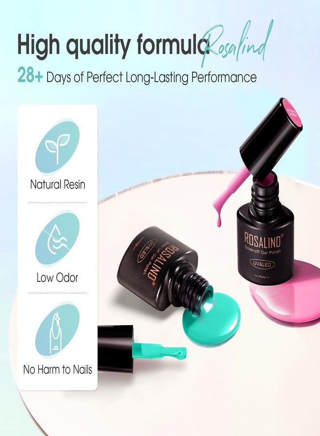 ROSALIND 24Pcs Neon Gel Nail Polish Set with Gel Base and Matte Glossy Glitter Top Coat, Bright Neon Colors Nail Gel Polish Soak Off UV Manicure Rainbow Nail Art - Image 4