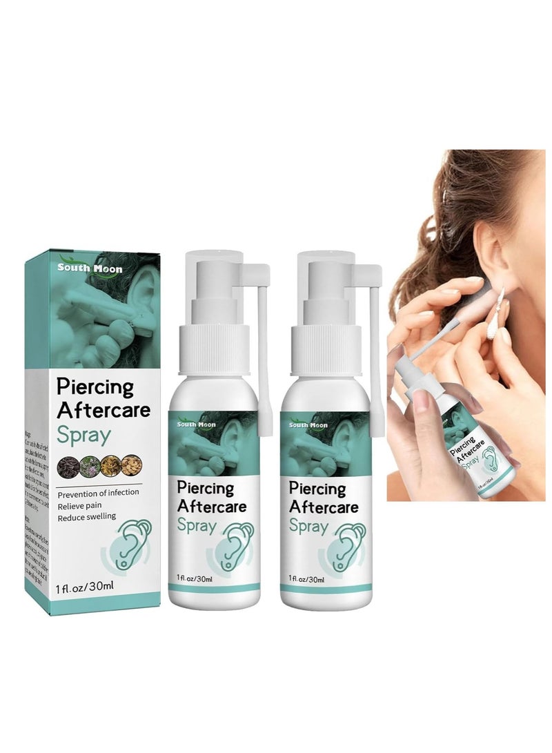 SOUTH MOON Piercing Aftercare Spray Solution (2 Pcs), Cleansing Treatment to Shrink Piercing Bumps – Soothing Mist for Ears, Nose, Tongue, and Navel Piercings - Image 1