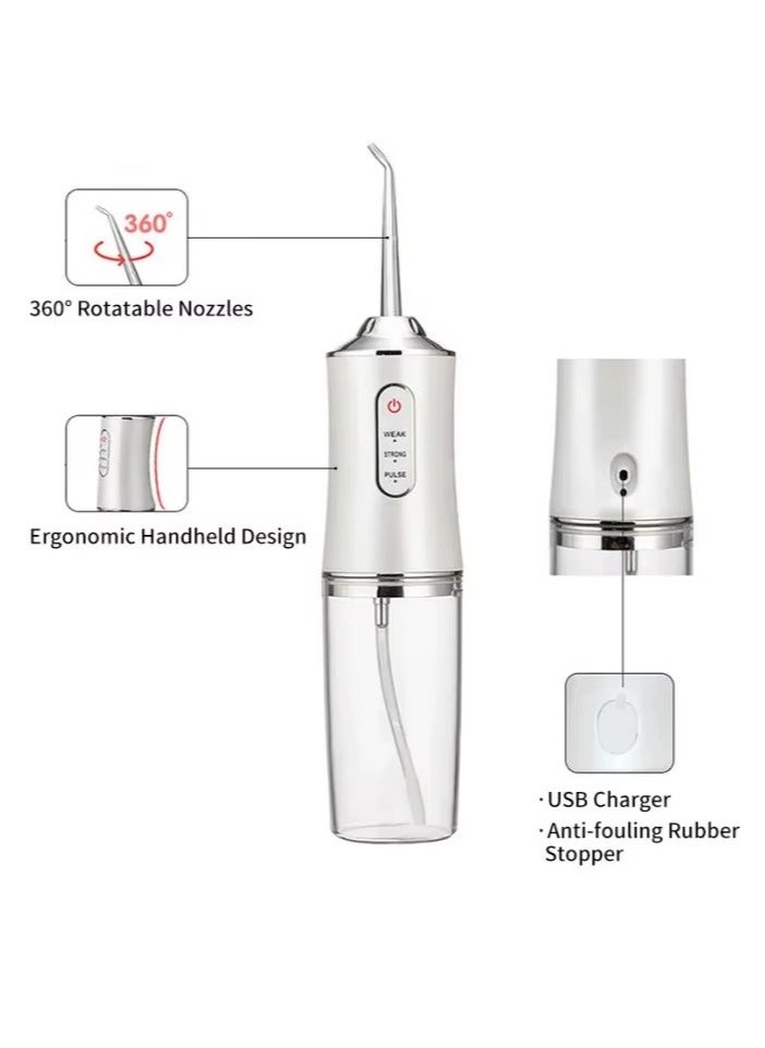 Shopit Portable Water Dental Flosser For Teeth Cleaning, Professional Oral Irrigator With 3 Modes Scalable 4 Jet Nozzles,Water Flosser Tooth Brush IPX7 Easy to Clean White  - Image 4