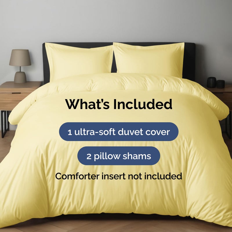 CGK Unlimited Duvet Cover King Size Set Extra Soft King Duvet Cover 104 x 90 with 2 Pillow Shams Hotel Luxury Easy Care and Fade Free w Zipper Closures Ties All Season Comfy Cozy Breathable Yellow - Image 3