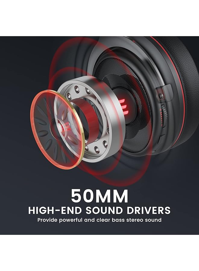 EKSA Ps4/Pc Gaming Headset With Virtual 7.1 & 3.5 Mm Surround Sound 2 In 1 Wired Over Ear Gaming Headphones With Detachable Mic & Red Led Light Computer Headset For Laptop Ps5 Xbox One Smartphone - Image 5
