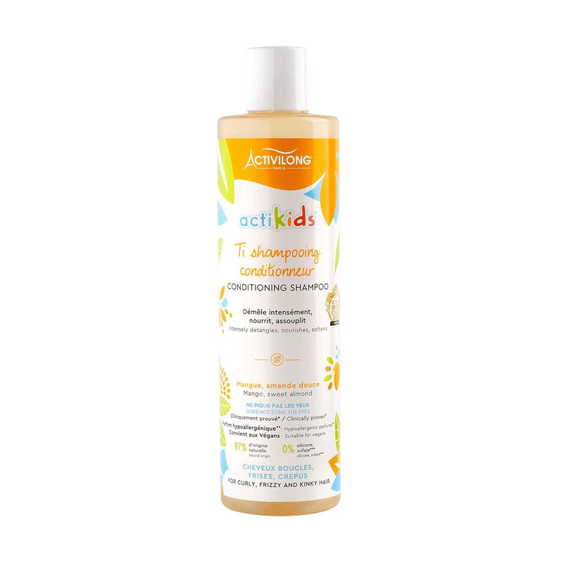 ACTIVILONG Actikids Conditioning Shampoo  Gentle Cleansing and Nourishing Care for Kids Delicate Hair  Enriched with Organic Sweet Almond Oil and Mango Butter  300 ml