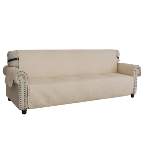 XINEAGE Oversized Sofa Cover Waterproof Couch Covers for 3 Cushion Couch, Soft Washable Slipcover with Pockets & Non-Slip Elastic Straps, Thick Furniture Protector (XL-Sofa, Beige) - Image 1