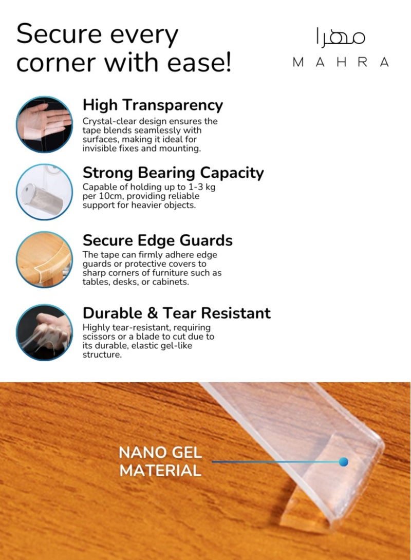 Set of 3 | Transparent Double-Sided Tape | Strong Adhesive | Ideal for Crafts, DIY Projects, Wall Decorations, Photos, Frames, Office Tasks, Mounting, Sealing, and Packaging | Clear Sticky Tape | 3m Long, 30mm Wide  - Image 4